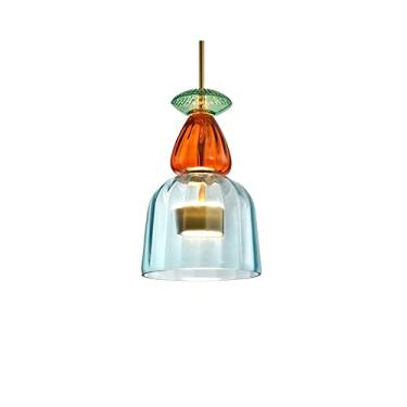 Imagem de Luz pendente de cabeça única de vidro estilo nórdico Personalidade simples Criativo LED Profissão Material de ferro Lustre Cozinha Bar Restaurante Celeiro Armazém LOFT (ajustável) Luz de tet
