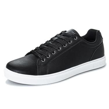 Imagem de Perry Ellis Tênis masculino Vincent casual com cadarço cano baixo (tamanhos 13-6 criança pequena), Preto, 1 Big Kid
