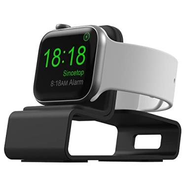 Imagem de Suporte de carregador de alumínio compatível com Apple Watch Ultra 2/Ultra/SE/9/8/7/6/5/4/3/2/1, modo de mesa para iWatch 49, 45, 41, 44, 40, 42, 38, carregador magnético não incluído, preto