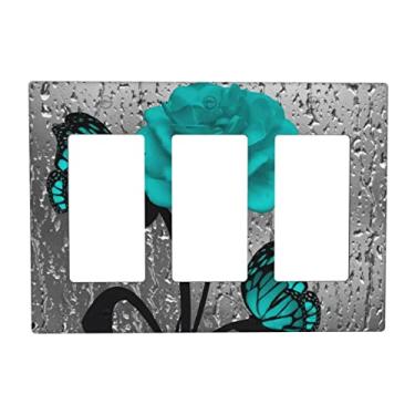 Imagem de Tampa para interruptor de luz de balancim com três interruptores de luz decorativa tripla placa de parede decorativa interruptor elétrico GFCI tampas de tomada para cozinha, banheiro, casa de fazenda, decoração de casa