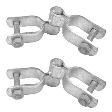 Imagem de [Pacote com 2] Kit de dobradiça de poste de portão de cerca de elos de corrente de 3,5 cm x 3,5 cm, dobradiças de aço galvanizado, inclui 2 peças de dobradiça de moldura de portão fêmea, 2 peças de