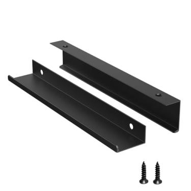 Imagem de Precisluck Pacote com 5 puxadores de porta de gaveta ocultos pretos de liga de alumínio puxador de barra de dedo ferragens ocultas para móveis de montagem traseira alças de cómoda para cozinha 200 mm