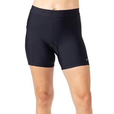 Imagem de Terry Short feminino acolchoado de 12 cm com enchimento para ciclismo em ambientes internos/externos, academia, treinamento, spinning, Preto, M