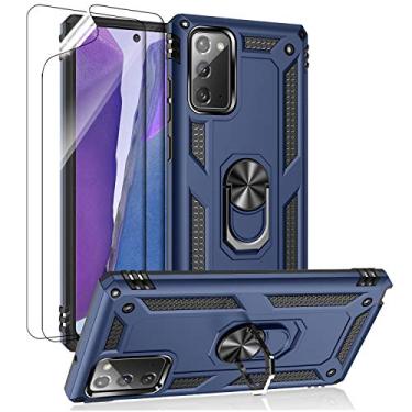 Imagem de Capa para Samsung Galaxy Note 20, capa Note20 5G com protetores de tela HD, suporte de anel de metal de nível militar Androgate com suporte de 4,5 m, capa à prova de choque testada contra quedas para