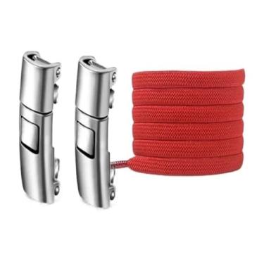 Imagem de Press Lock Shoelaces Without Ties Elastic Laces Sneaker 8MM Widened Flat No Tie Shoe Laces Kids Adult Shoelace For Shoes(Red)
