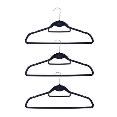 Imagem de Oikos - Conjunto Cabide de Veludo Ultrafino com Gancho Preto 3 Peças