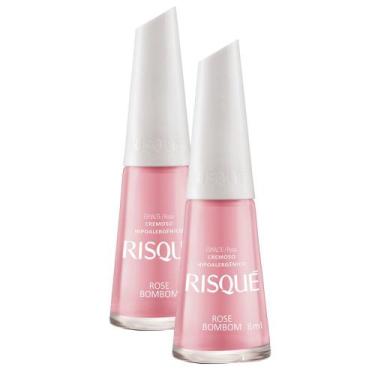 Imagem de Kit 2 Esmalte Risqué Cor Rose Bombom Hipoalergênico com 8ml