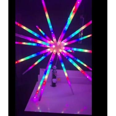 Imagem de Led Ouriço Estrela Sputnik 180 Led 20 Bastões Funções Festa, Aniversár