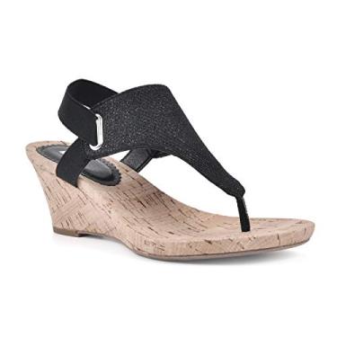 Imagem de WHITE MOUNTAIN Sandália feminina All Good Cork Wedge, Preto/Glitter, 40