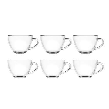 Imagem de Conjunto 6 Xícaras Chá Café Com Alça 90ml Sem Pires Vidro Lisa Decoraç