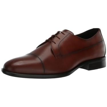 Imagem de BOSS Sapato social masculino Oxford Derby de couro macio, Caramelo queimado, 41