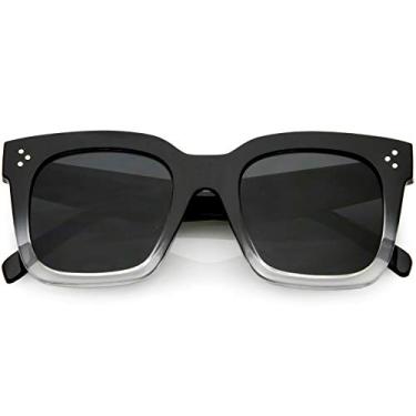Imagem de zeroUV - Óculos de sol quadrados retrô grandes para mulheres, estilo vintage, 50 mm, C03 | Preto-claro desbotado/fumê, One-Size