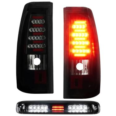 Imagem de Luzes traseiras LED fumê + 3ª lâmpada de freio para Chevy Silverado 2003-2006 1500 2500, 2004-2006 GMC Sierra 1500 2500 3500, 2007 Chevy Silverado GMC Sierra Classic Fleetside, modelos incandescentes