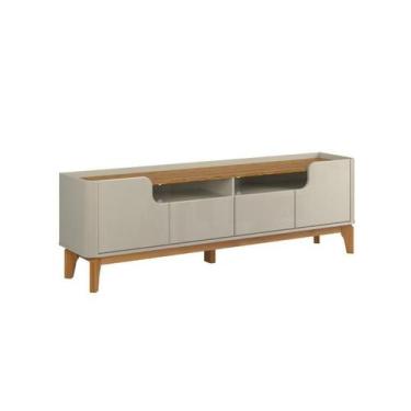 Imagem de Rack FL Estilo Retrô 1.80m Para TV Até 75'' Cor Off White / Cumaru - P