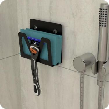 Imagem de Suporte Para Lamina Barbear Porta Gilete Ventosa Preto ELG - MetalCrom