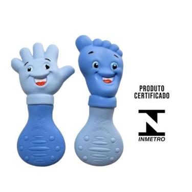 Imagem de Mordedor Bebê 1 Mãozinha + 1 Pezinho Anti Stress P/ Gengiva azul - vil