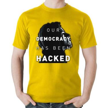 Imagem de Camiseta Algodão Our Democracy Has Been Hacked - Foca na Moda, Amarelo