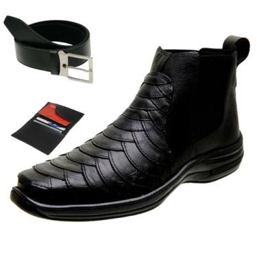 Imagem de Bota Masculina Coturno Casual Ortopédica Botina Conforto  Detalhe Esca