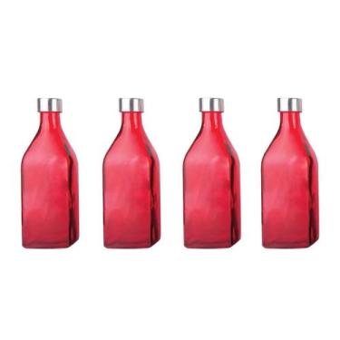 Imagem de 4un GARRAFA DE VIDRO C/ TAMPA SCOTCH ÁGUA SUCO ROSA - Tuut