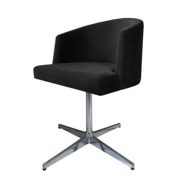 Imagem de Cadeira Poltrona Base Cromada Giratoria Estofada Arkadina - WolgueDeco