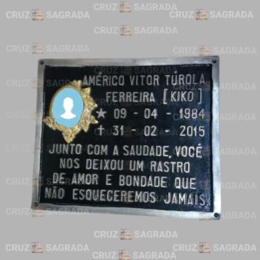 Imagem de Placa em Alumínio Túmulo Jazigo Lápide Cemitério com Foto e Mensagem p