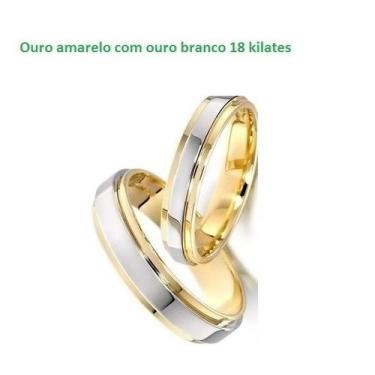 Imagem de Par Alianças Noivado Casamento e Bodas De Prata Casal Tradicional Ouro