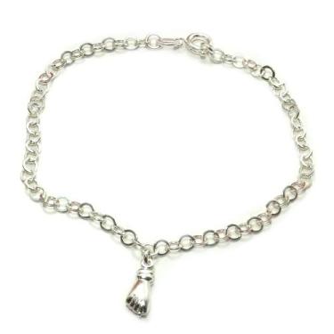 Imagem de Pulseira Feminina Figa Elo Prata Legítima 925 - Lojas La&Ny
