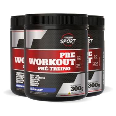 Imagem de KIT3 Pré Treino Creatina Arginina Pote 300g Sabor Blueberry