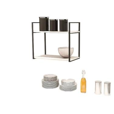 Imagem de Prateleira Industrial Parede ou Suspensa Aço e Madeira 50x40x60cm (LACA BRANCA)