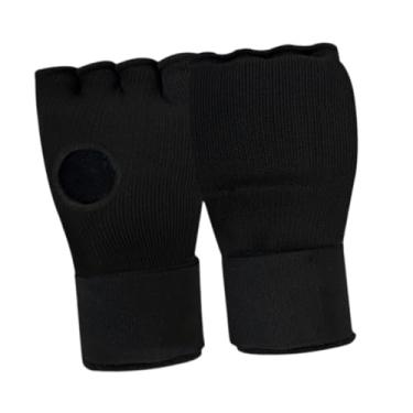 Imagem de oshhni Envoltório de mão para boxe, luvas internas, alças de pulso rápidas para adultos, luvas macias ajustáveis ​​de meio dedo para exercício, mma, Preto