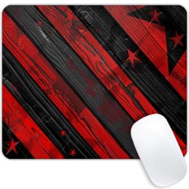 Imagem de Tapete de rato com bandeira americana de grão de madeira preto e vermelho tapete de rato personalizado base de borracha antiderrapante para computadores, laptop, acessórios de mesa de escritório,