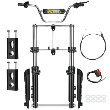 Imagem de CILOYU Kit de garfo de suspensão frontal para mini bicicleta compatível com Monster Mega Moto 80cc 105cc Motovox MBX10 MBX11 Coleman CT100U Baja GMB100 TrailMaster Storm 200 peças 7/8 guidão