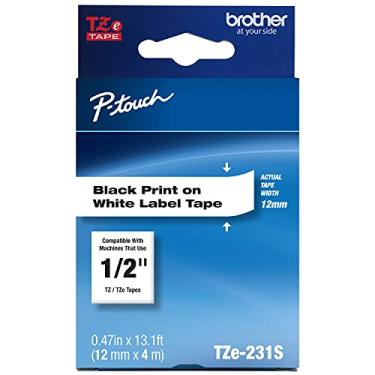 Imagem de Brother Fita de etiqueta econômica P-Touch TZe-231S, fita P-Touch laminada padrão, preta sobre branca, perfeita para uso interno ou externo, resistente à água, (4 m), pacote único