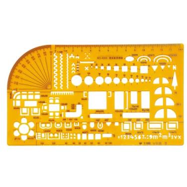 Imagem de Régua de molde de construção, modelo de desenho geométrico, estênceis de desenho de plástico, ferramentas de medição para escritório e escola, cofragem de edifícios, desenho (1 peça, nº 4355)
