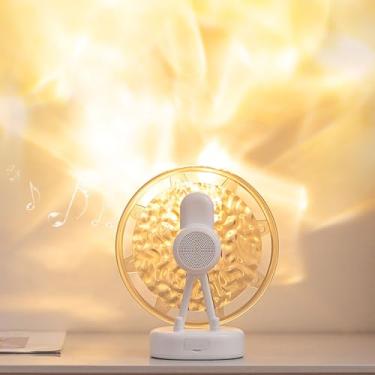 Imagem de Alto-falante Bluetooth, Moderno Abajur de Mesa Com Luz Noturna de Roda Gigante Com Efeito de água, Abajur de Cabeceira Recarregável e Regulável, Decoração de Casa