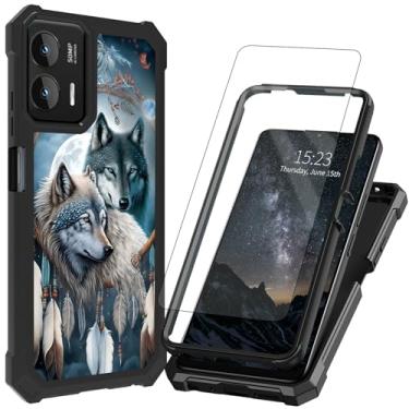 Imagem de ACWDMKH Capa para Motorola Moto G-Stylus-5G-2024 com protetor de tela, estrutura de camada dupla, capa de proteção à prova de choque de TPU para Moto G Stylus 5G 2024, Dream Catcher Wolf