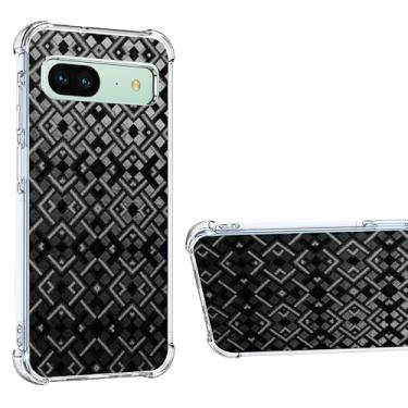Imagem de Aroepurt Capa compatível com Google Pixel 8a capa de celular com suporte [proteção espessa de silicone macio] [mudança de forma multidirecional 3D] mudança de forma preta