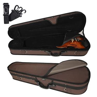 Imagem de ADM 4/4 estojo rígido para violino tamanho completo básico profissional forma triangular, suspensão super leve (marrom)