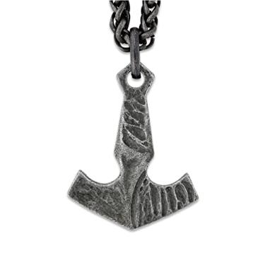 Imagem de HAQUIL Colar de martelo Viking Mjolnir, pingente de amuleto de ferro, corrente de trigo, joias para homens e mulheres