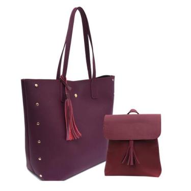 Imagem de Kit Bolsa Feminina Grande Saco Espaçosa + Mochila Compacta Resistente 