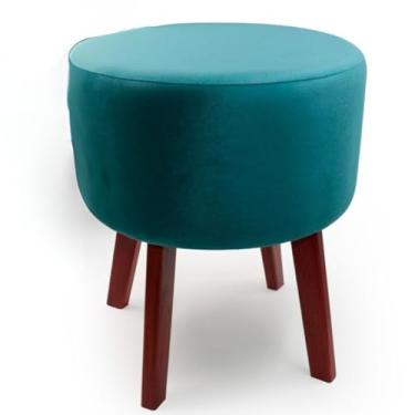 Imagem de Pufe Decorativo Redondo 4 Pés Banqueta Azul Indigo