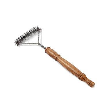 Imagem de Esfregador e raspador de grelha para churrasco com cabeça de esfregão substituível – Limpador de grelha para churrasqueira externa com cabo de madeira grande estendido de 45,7 cm - Sem arranhões na