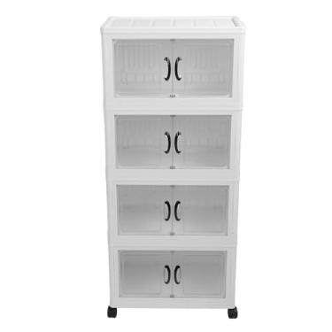 Imagem de Lixeiras de Armazenamento Empilhável, Armário de Armazenamento Pequeno Organizadores de Armários de Carrinho de Recipiente Dobrável e Caixas de Armazenamento de 4 Camadas Com