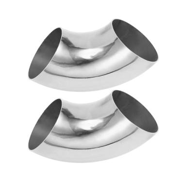 Imagem de Motoforti 2 peças 90 graus mandril curva cotovelo carro modificado tubo de escape tubulação 7.6 cm espessura OD 1,2 mm/18GA 76x185x1,2 mm 304 aço inoxidável tom prata