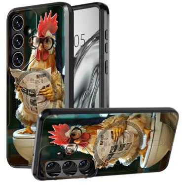 Imagem de DIGTIALL Capa para Samsung Galaxy S25/S24 de 6,2 polegadas com suporte e capa para câmera para Galaxy S25/S24 com camada dupla Magsafe, capa protetora à prova de choque, frango com óculos