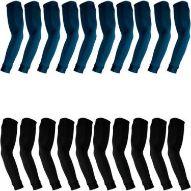 Imagem de Kit 10 pares de manguitos com proteção UV50+ - EX311, 5 pretos, 5 azul