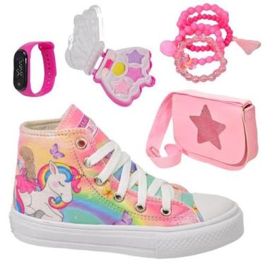 Imagem de Tênis Infantil Feminino Unicórnio Sereia Menina Botinha Cano Alto Club