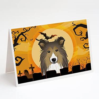 Imagem de Caroline's Treasures BB1800GCA7P Cartões comemorativos e envelopes de Halloween Sheltie Pacote com 8, 7 x 5, multicolorido