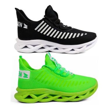 Imagem de Kit 2 Tênis Feminino Jaguar Esportivo Corrida Leve Macio - Oldsen, Pto