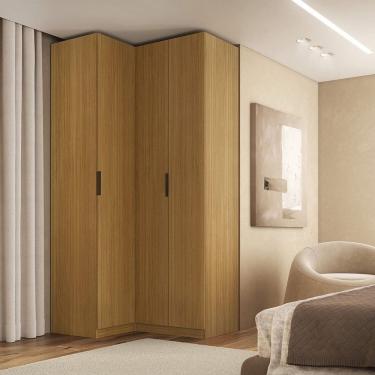 Imagem de Guarda-roupa de Canto Reto 3 Portas Mdf Altezza Slim Freijó